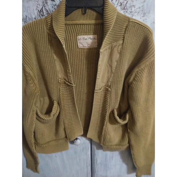 Be The Free Sweater Distressed Jacket Boho Y2K Mustard  Xs Cottage Core - Picture 3 of 11